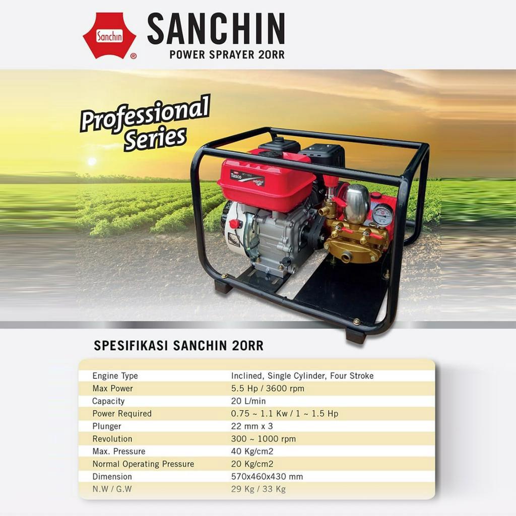 SANCHIN SCN 20 RR SCN 20RR - POWER SPRAYER PAKET MESIN BENSIN TASCO / POWER SPRAYER SANCHIN 20 RR PA