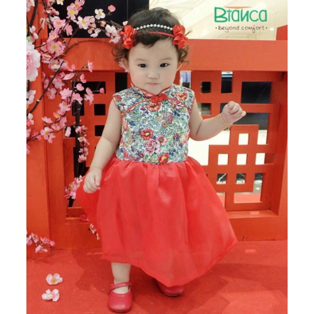 Dress gaun imlek cheongsam qipao qibao imlek sinchia chiness new year baju cina perempuan CNY cewek