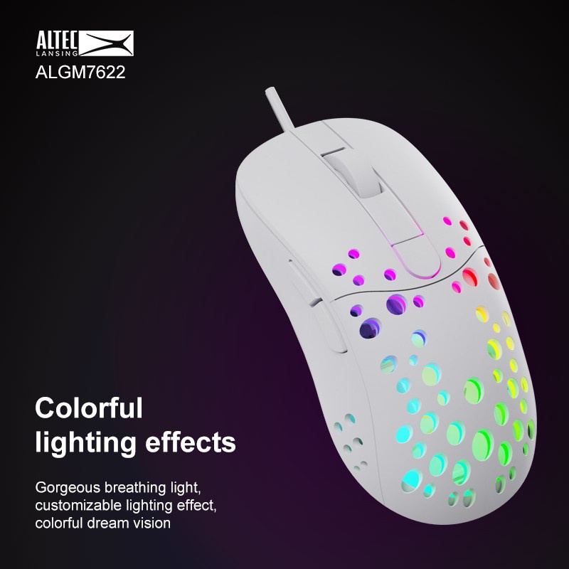 Mouse Gaming Altec Lansing ALGM-7622 Putih - RGB Backlight - 8000 DPI