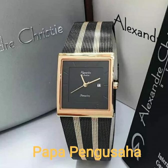 Jam Tangan Wanita Original Alexander Cristie AC8333 Black Rosegold