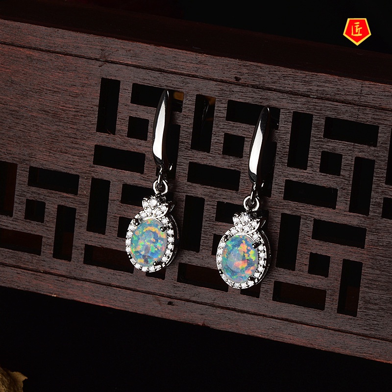 [Ready Stock]Simple Fashion Opal Full Diamond Earrings