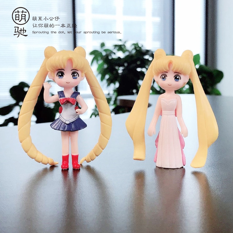 6pcs / Set Action Figure Anime Sailor Moon Tsukino Usagi Bahan Pvc Untuk Dekorasi Kue