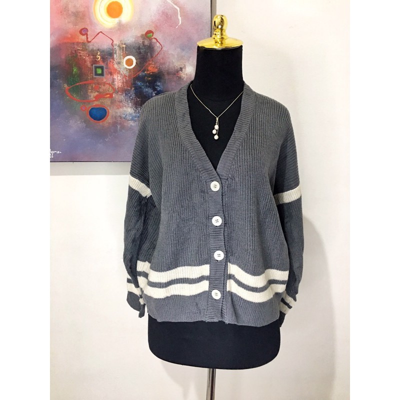 Cardigan academia stripes korea cardi rajut sekolah stripe