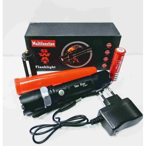 Senter Police ini multifungsi. Bisa di gunakan sebagai senter biasa dan bisa di Zoom juga.  SPESIFIK