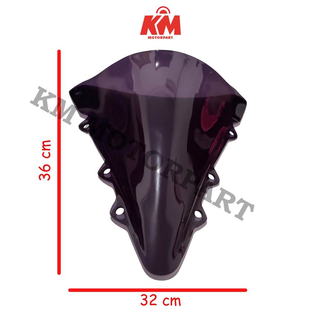 Visor Windshield Yamaha R15 V1 R15 V2 Lama Jenong Tinggi 36 cm Tebal 3 mm Hitam dan Bening Variasi