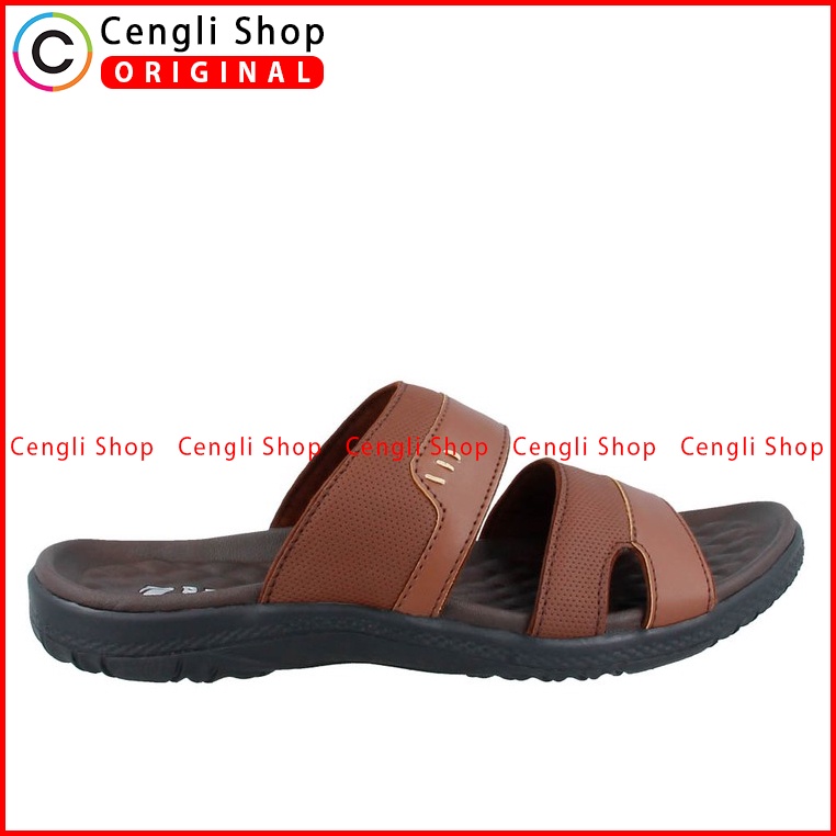 SANDAL SLIDE PAKALOLO PRIA ORIGINAL CASUAL KULIT ASLI COKLAT PB47