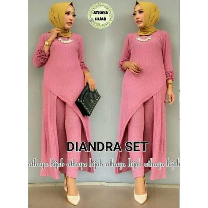 Terlaris Setelan Diandra Setelan Celana Muslimah Model Casual Terkini