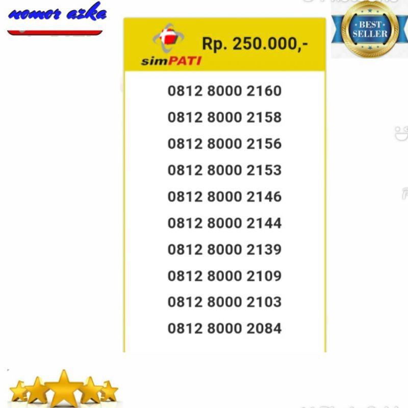 Nomer Cantik Simpati 812 8000 2160 Tengah Ribuan 8000 Bsm02