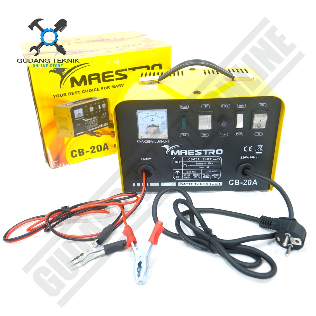 Charger Baterai Aki Motor Mobil 20A MAESTRO CB20A / Ces Strum Accu Battery 20 Ampere CB 20A MAESTRO