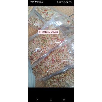 

Cemilan kering seblak kering kerupuk cikur makaroni cikruh basreng daun jeruk