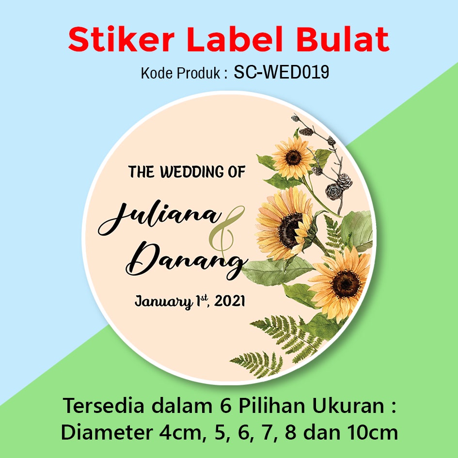 

STIKER LABEL BOX SOUVENIR PERNIKAHAN WEDDING SAVE THE DATE SUN FLOWER