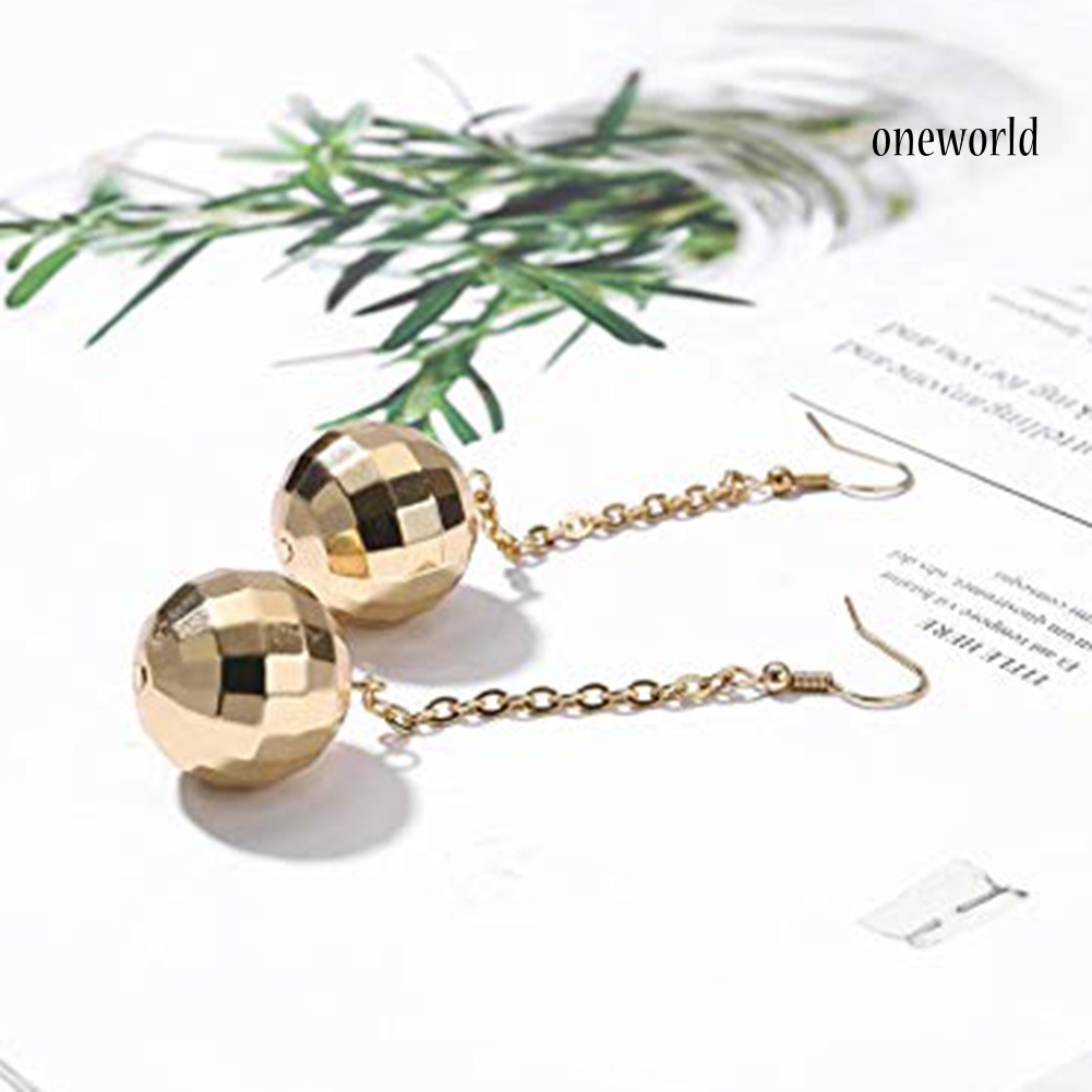 OW@ Women Fashion Disco Ball Tassel Long Dangle Hook Earrings Party Jewelry Gift