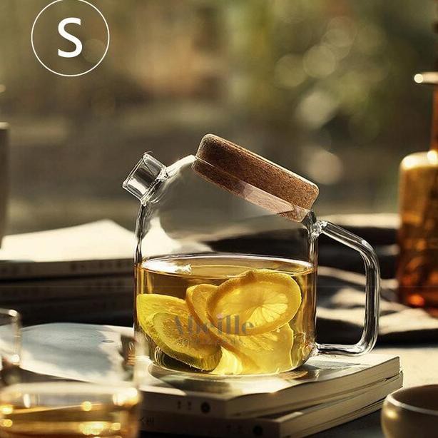 Teko Kaca Tahan Panas Cork Lid Glass Pitcher Teapot Heat Teko Kaca Tahan Panas Cork Lid Glass Pitcher Teapot Heat