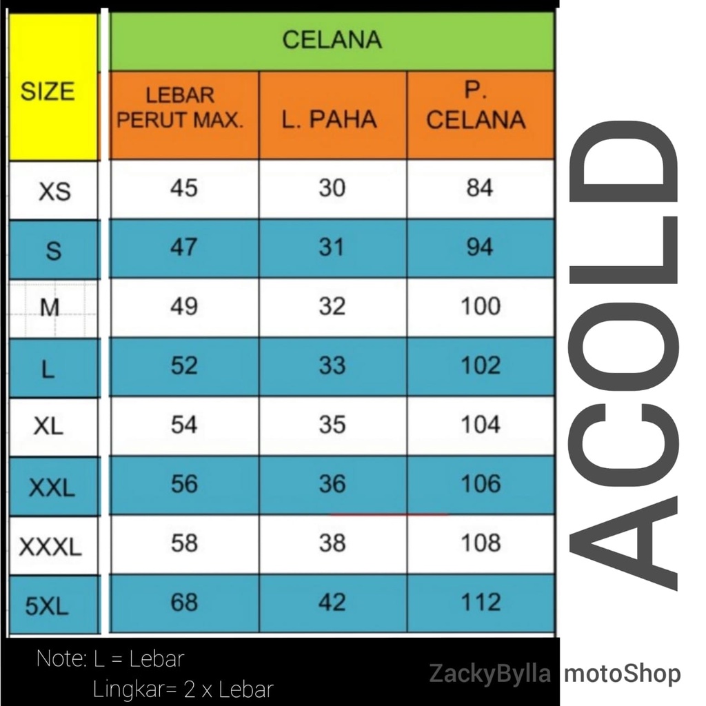 CELANA Saja Jas Hujan Acold Anoa Taslan Original Celana Only