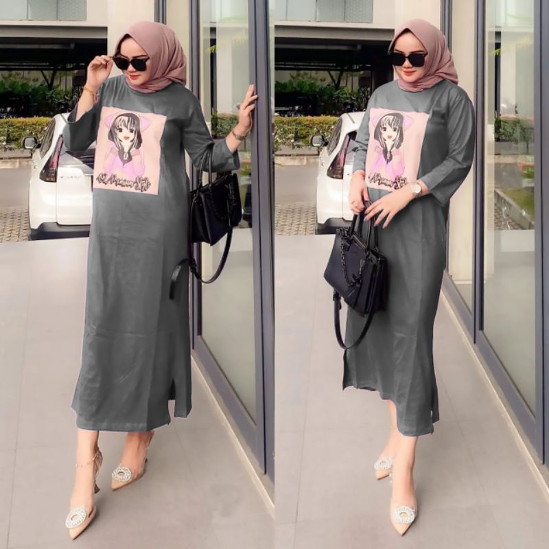 LONG DRESS ATIKA, BABYTERRY, LONG DRESS SETELAN, 2 UKURAN