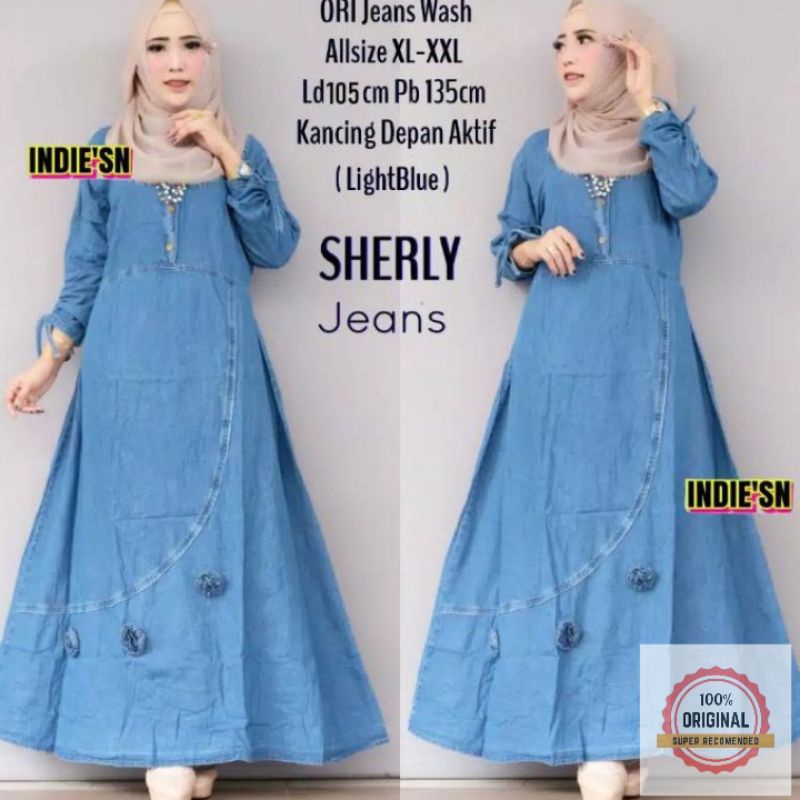 Gamis Import Terbaru Bahan Jeans Ld 105 pb 135 Original Nayla / Sherly