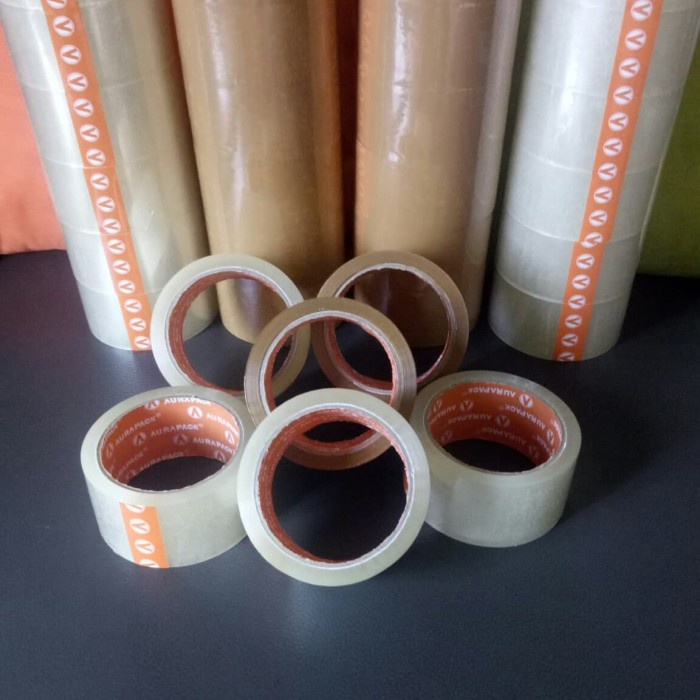 

Buruan Lakban Bening / Lakban Coklat(Tan) / Opp Tape.- Merk Aura Pack Berkualitas
