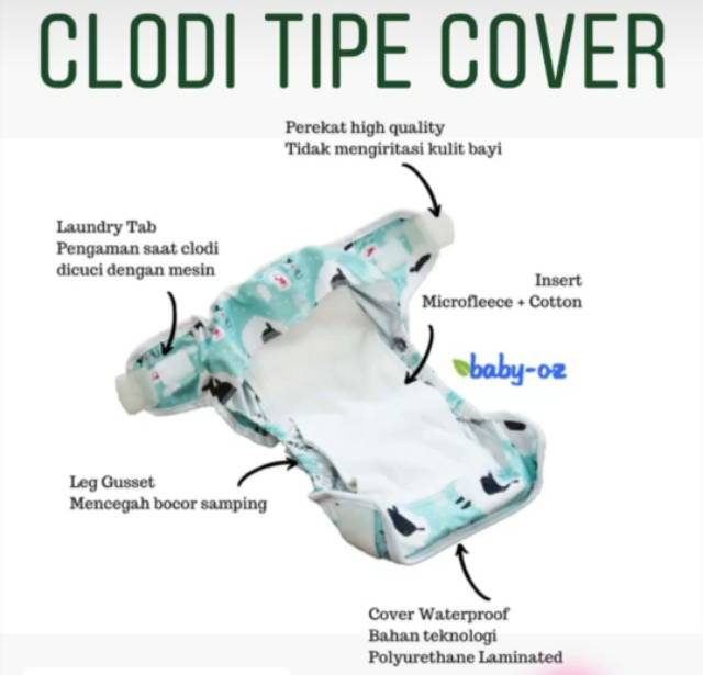 Clodi cover Onesize Baby Oz set insert Diaper Newborn- toddler motif karakter