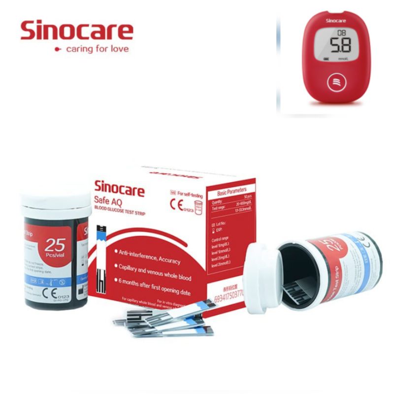 Sinocare Safe AQ Smart  Paket Lengkap 5 Set Alat Cek Gula Darah