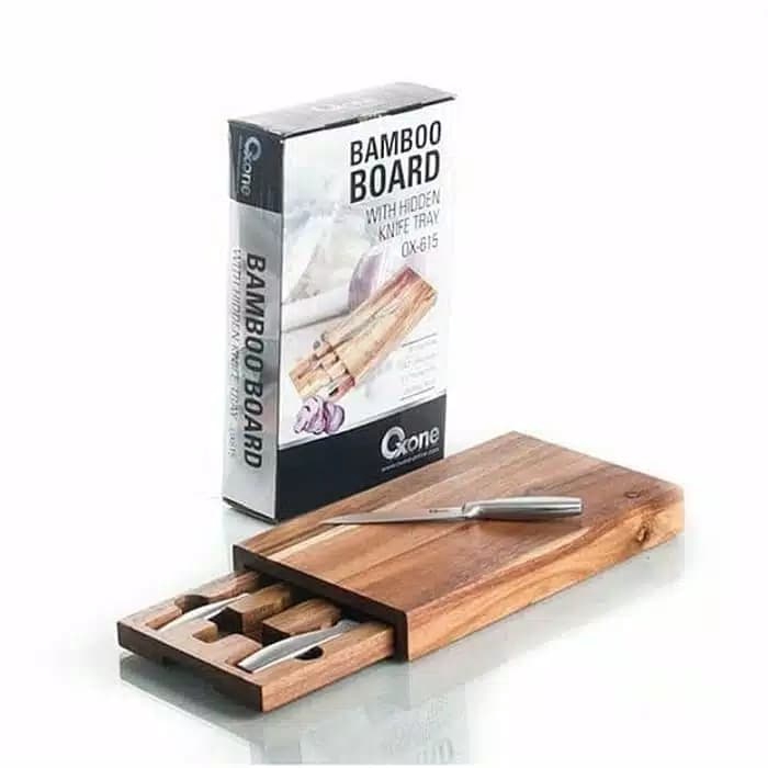 Oxone bamboo board knife tray OX 615 - telenan pisau set stainless Oxone knife tray OX 615