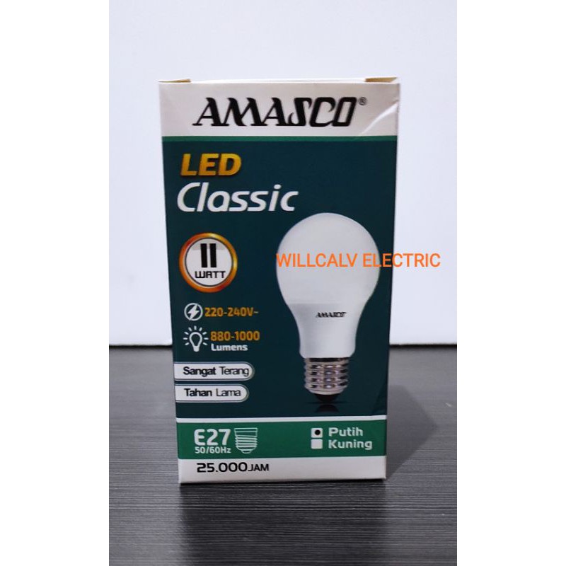 LAMPU LED AMASCO CLASSIC 11W  11WATT 11 W 11 WATT CAHAYA PUTIH