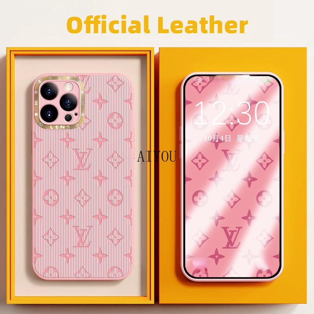 Case Pelindung Lensa Bahan Kulit Desain LVy Untuk iPhone 14 Pro Max 13 12 11 Pro Max Mini X XS XR 8 7 Plus SE 2020