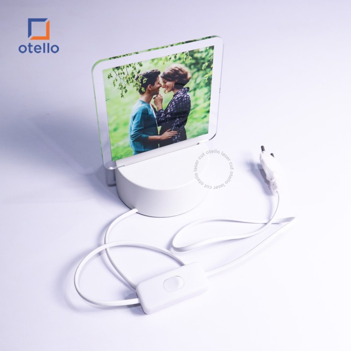 Custom Acrylic Night Lamp Photo Square | Lampu Tidur LED Kado Hadiah Pacar Gift Unik Romantis