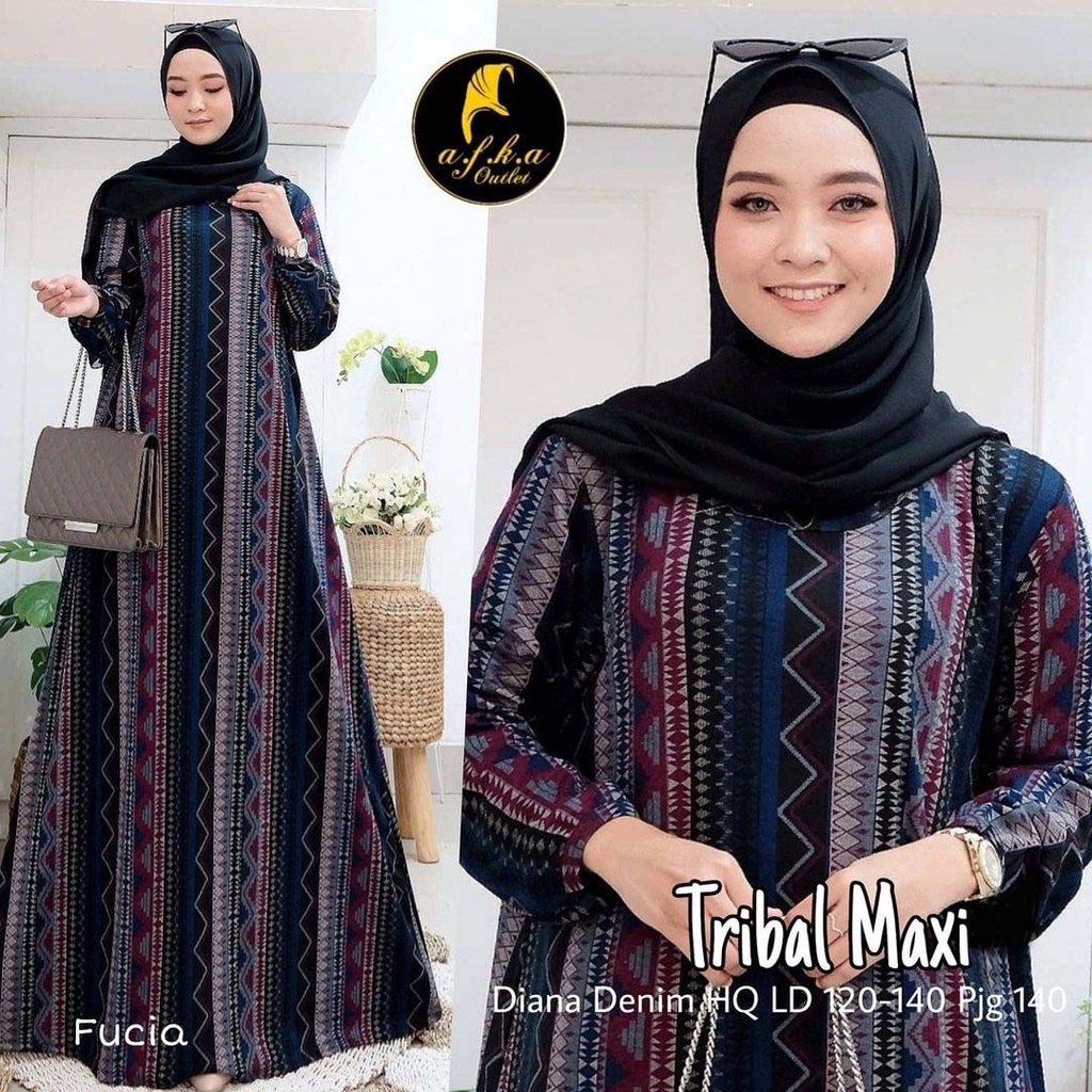 Gamis Jumbo Rumbai/Tribal 1 4 6 Maxy/Diana Premium Premium/Baju Terusan Big Size/Busana Muslim Ibu I