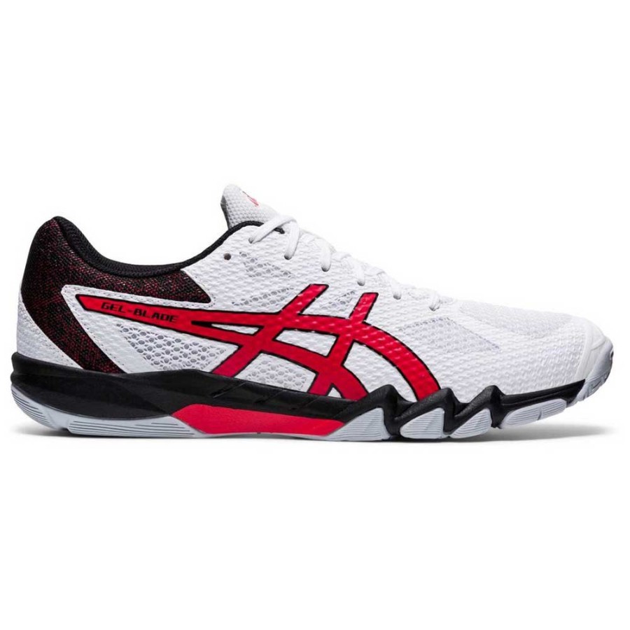 Sepatu Badminton dan Tenis Tennis Asics Gel Blade 7 White Classic Red Original