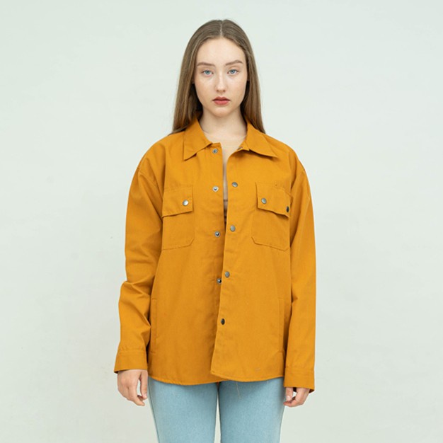 Jaket parka outer jaket wanita semi parka warna Mustard unisex