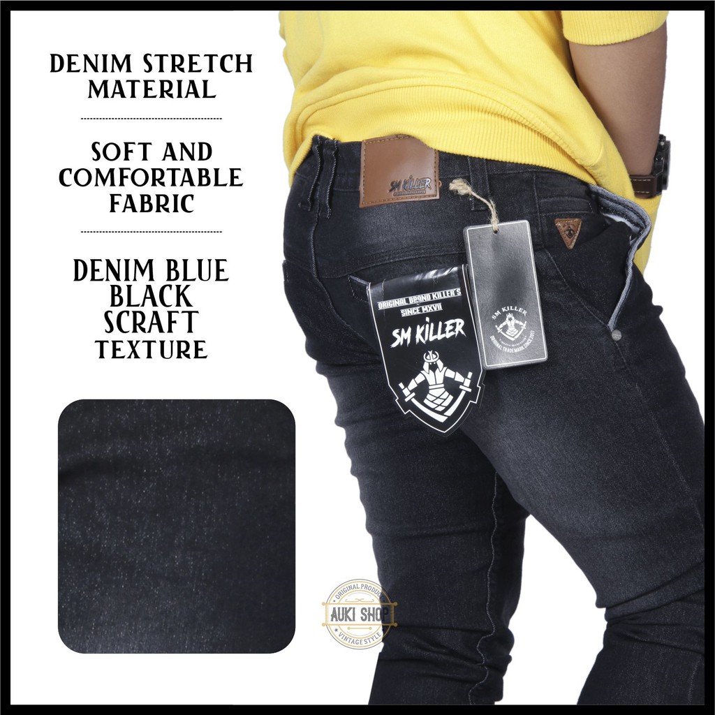 [PROMO] CELANA JEANS PRIA SLIM FIT STRETCH BLUE DENIM BLACK SCRAFT