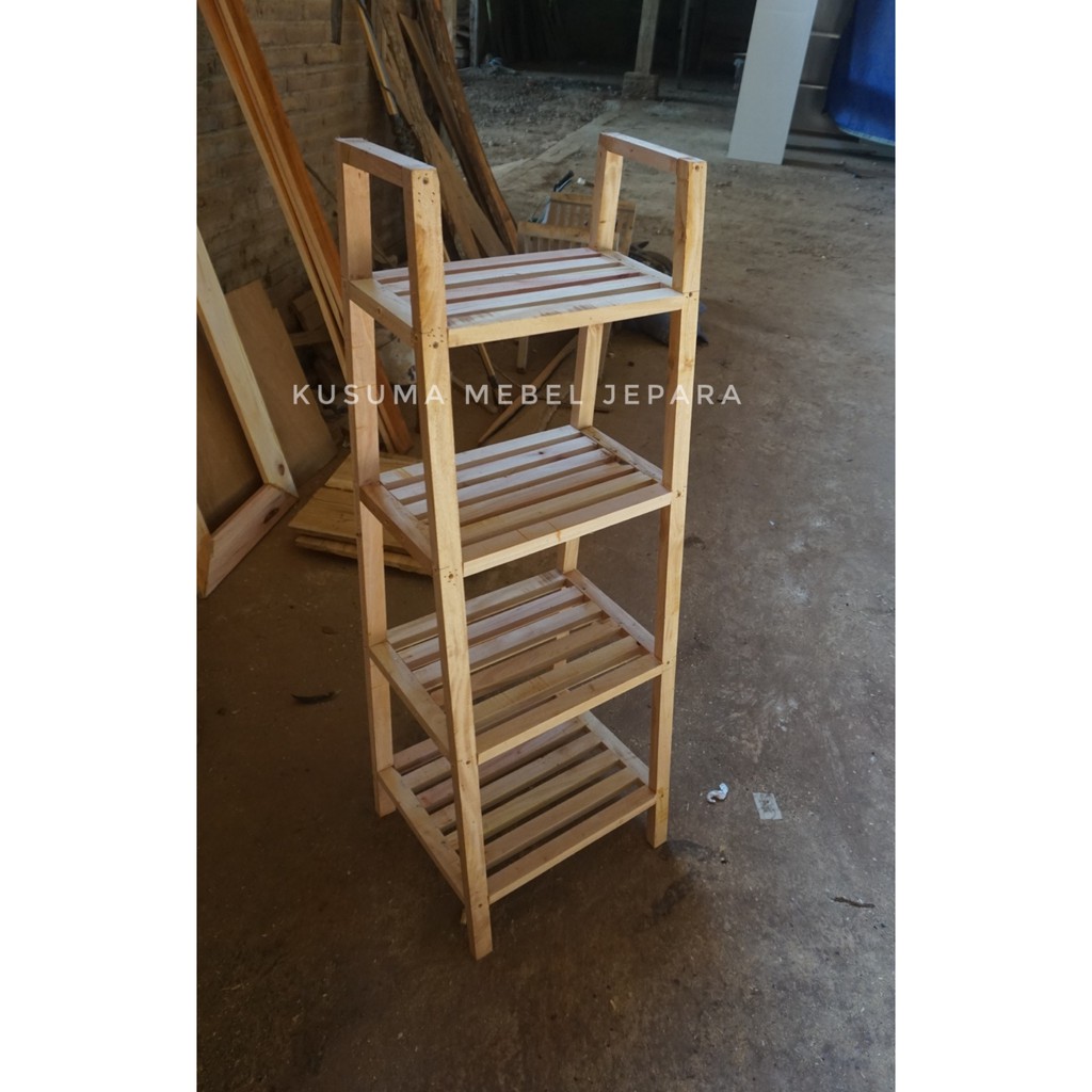 Rak Hias Susun Kayu Mahoni Kecil - Tinggi 100cm