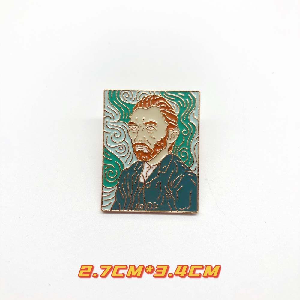 Mxbeauty Langit Berbintang Bros Sunset Gunung Desa Hadiah Untuk Wanita Pria Perhiasan Aksesoris Lukisan Minyak Van Gogh Van Gogh's Masterpiece Lukisan Lencana Pin Enamel Hewan Pin