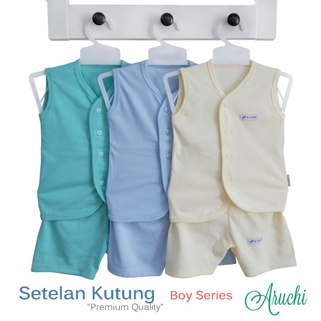 ARUCHI SETELAN POLOS / SALUR KUTUNG BOY / GIRL S M L ( 3-12 Bulan )