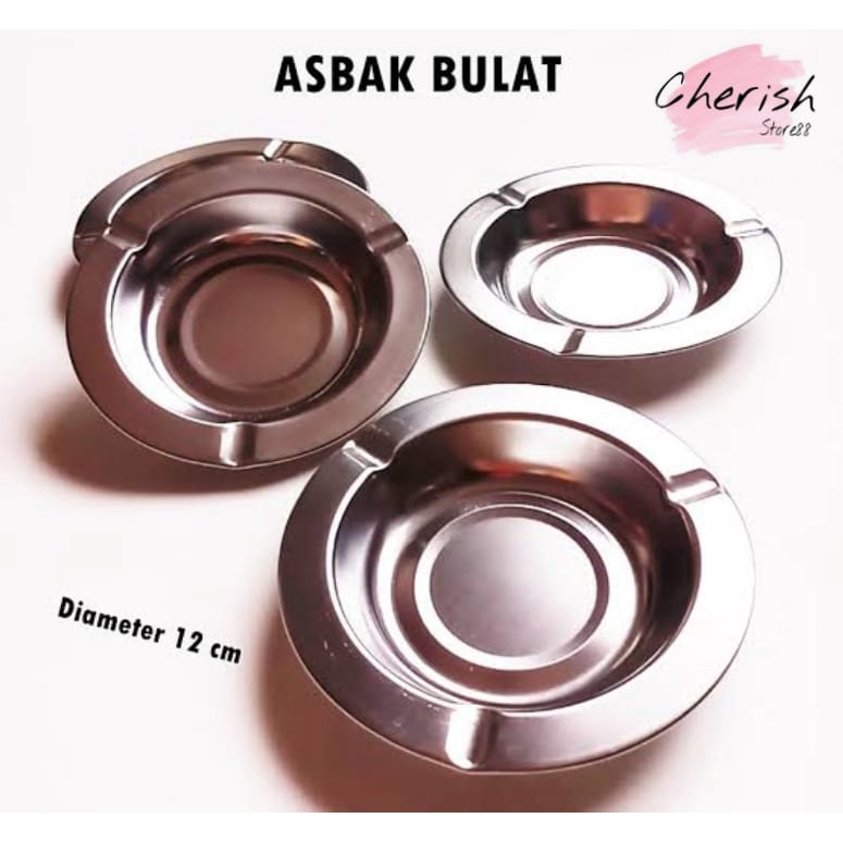 Round Ashtray Asbak Stainless 12cm Asbak Bulat High Qualty