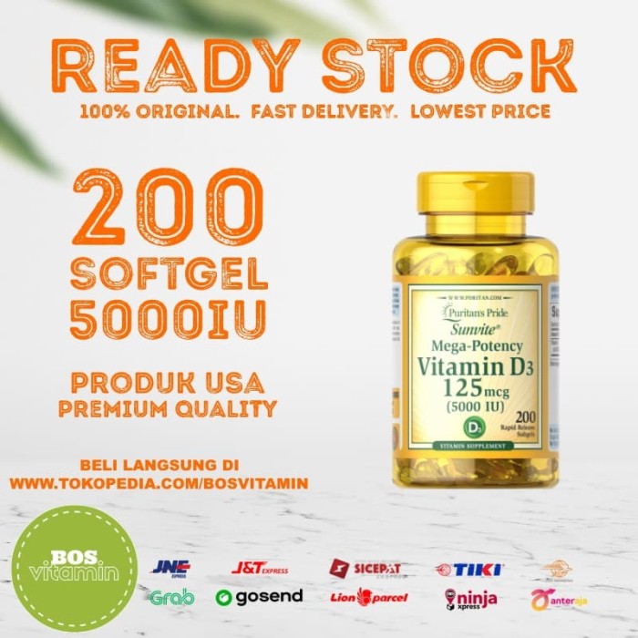 Puritan's Pride Vitamin D3 5000 IU - 200 softgel