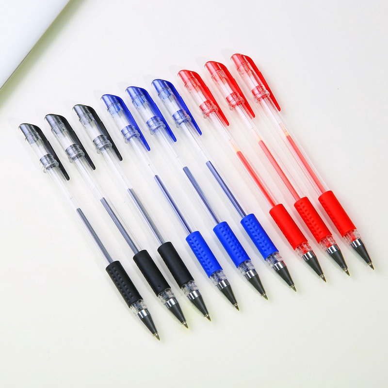 5pcs / set Pulpen Gel Karbon Netral 0.5 Warna Merah / Biru / Hitam Untuk Sekolah / Kantor