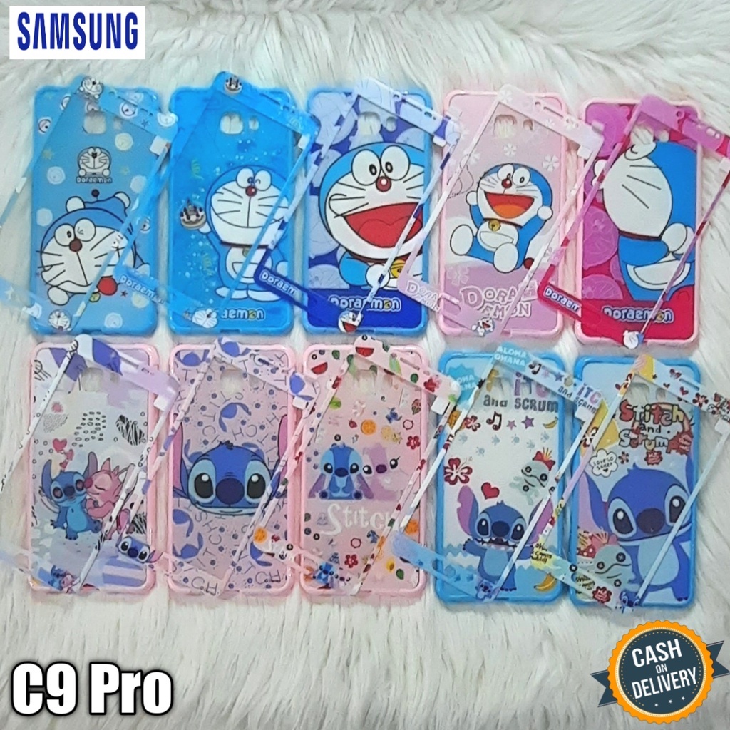 Casing Hp Samsung C9 Pro Case Anticrack Gambar + Tempered Glass