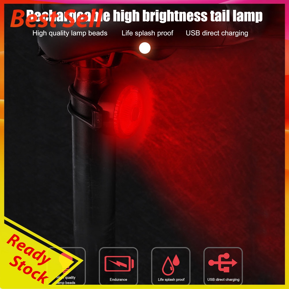 LED Bike Taillight USB Rechargeable Mountain MTB Bicycle Rear Flashlight