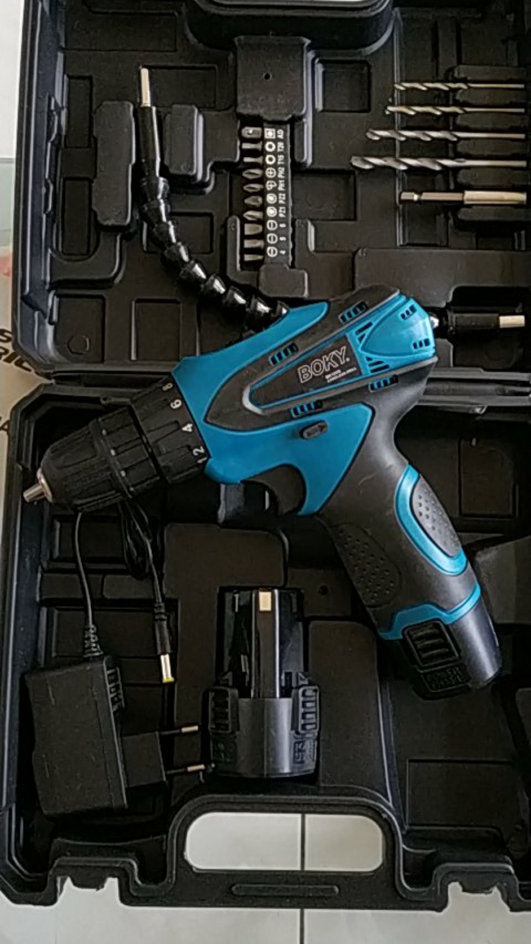 Meijer Bor Tangan Cordless Drill Mesin Bor 10mm Baterai Cas Full Set Boky 12v