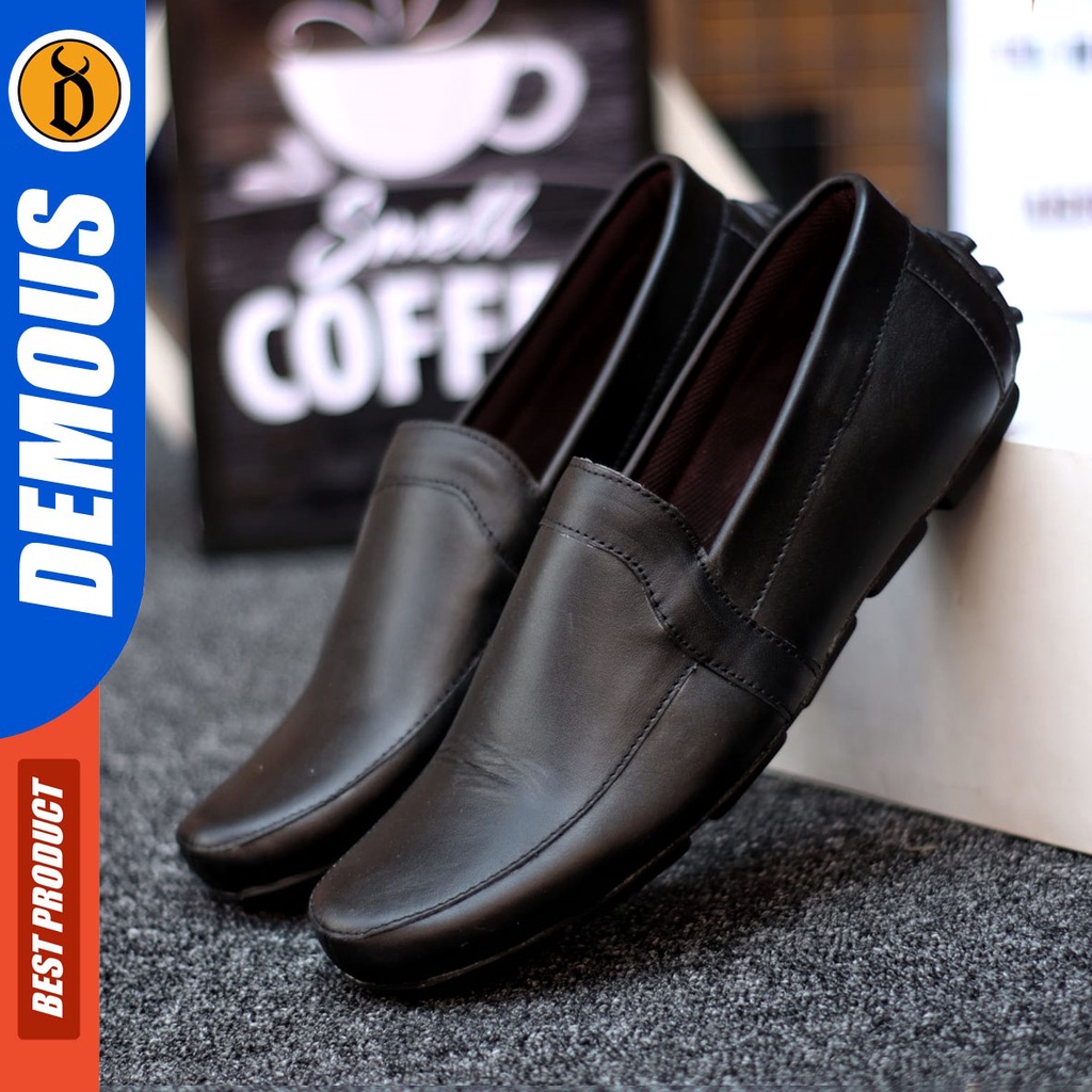 DEMOUS Yamca - Sepatu Casual Slip On Pria Kulit Asli