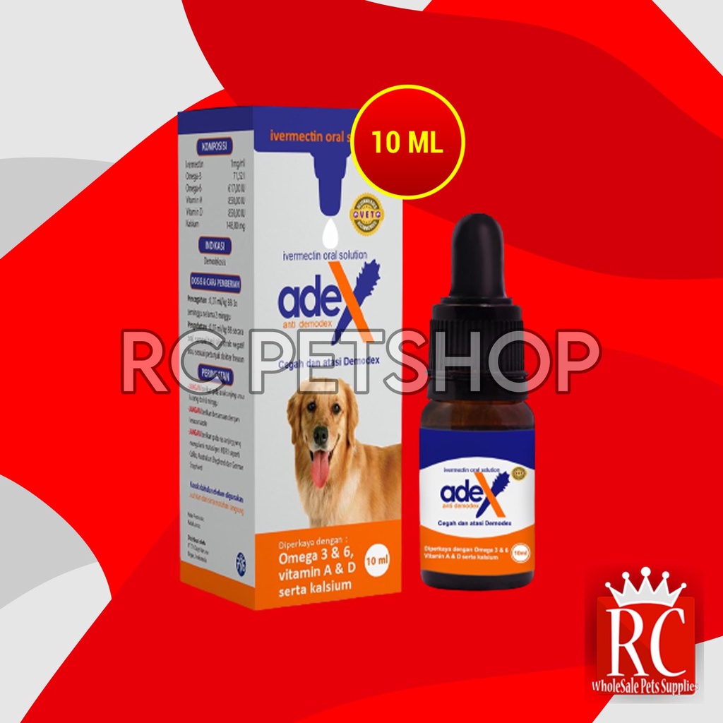 Obat Kulit Anjing Adex Invermectin 10ml Sirup anti Demodex