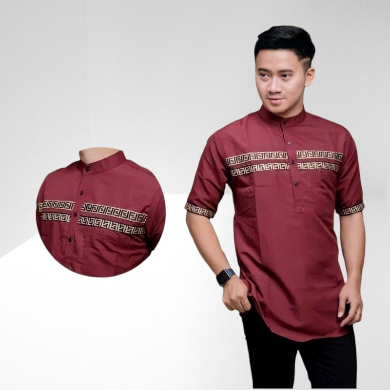 Baju Koko Kurta Pria Toyobo Import Pakaian Muslim Pria Koko Pakistan Lengan Pendek Kemeja Muslim Size M L XL