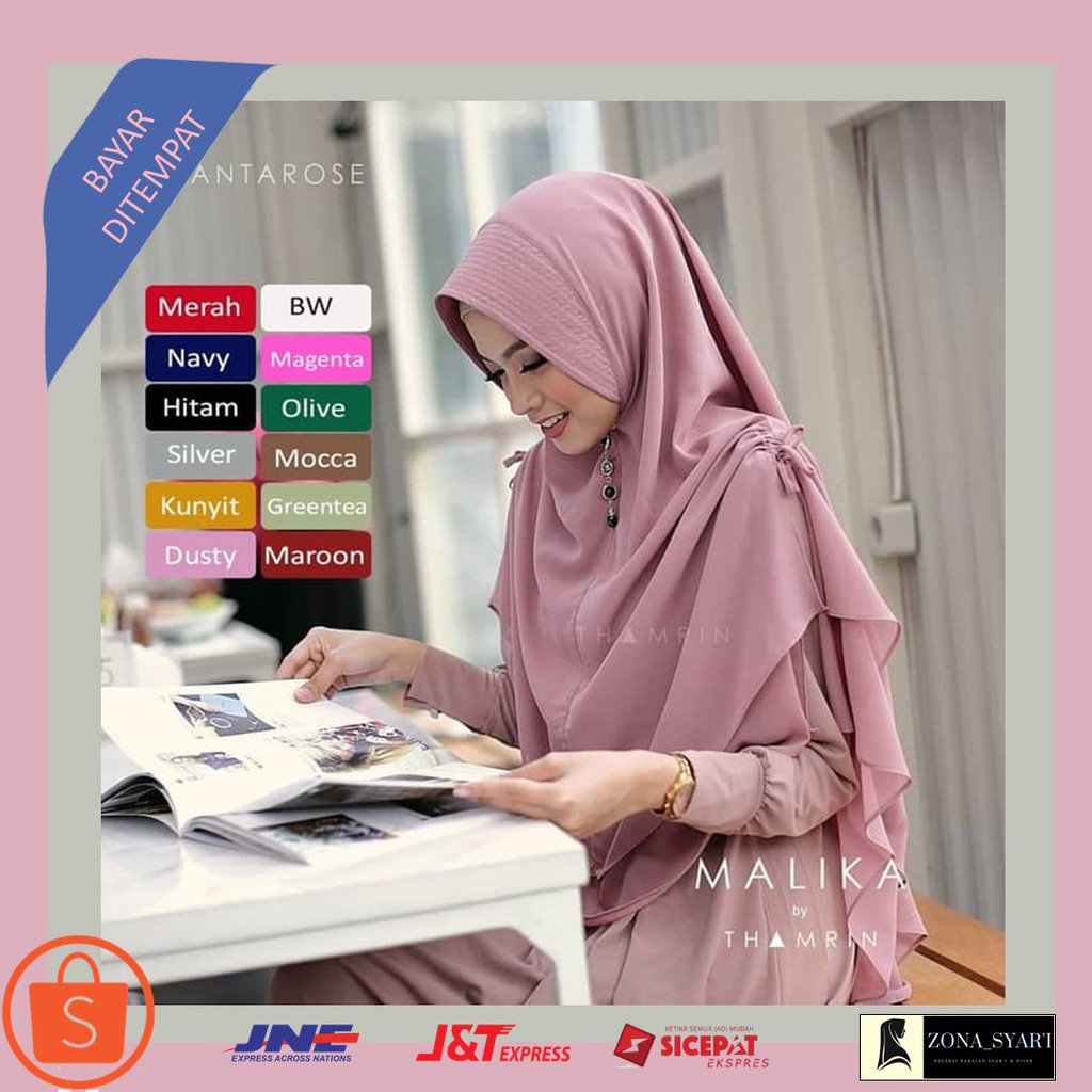 Hijab Jilbab Instan Khimar Malika Syari 2 Layer Jumbo