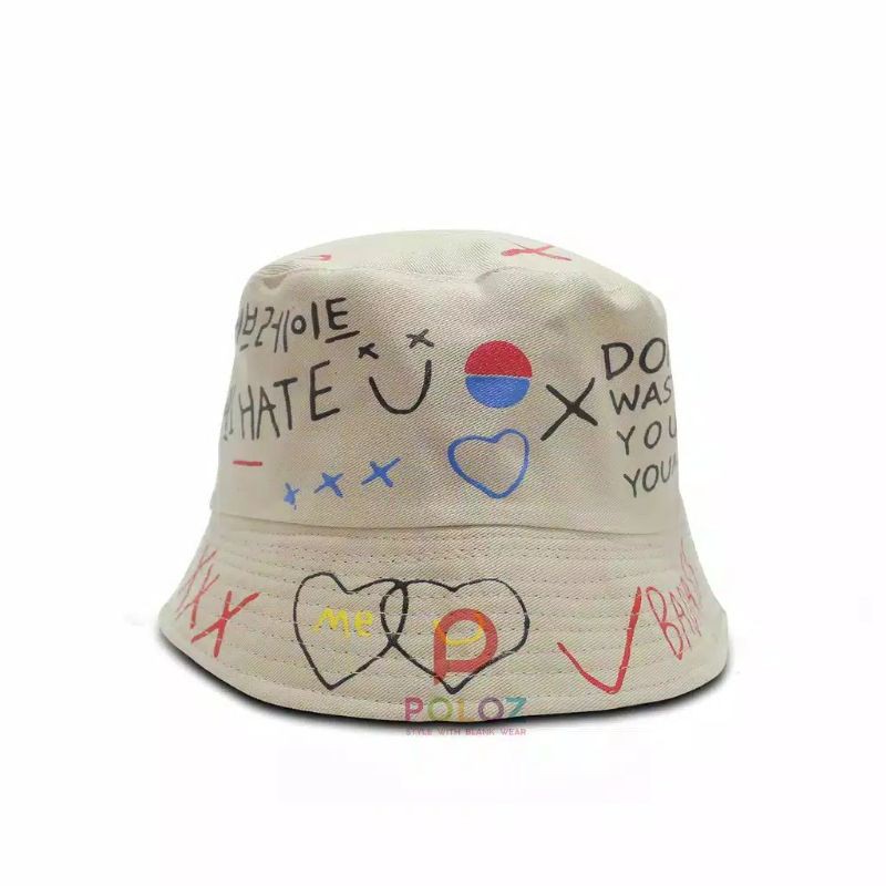 TOPI KOREA BUCKET SABLON BADAS ANAK PREMIUM BUCKET