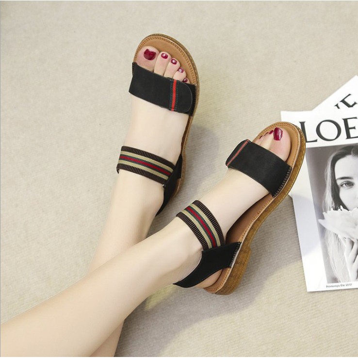 TBIG [COD] Sandal Tali Wanita Import FLATLIST Korea Style Santai Wanita Remaja Wedges