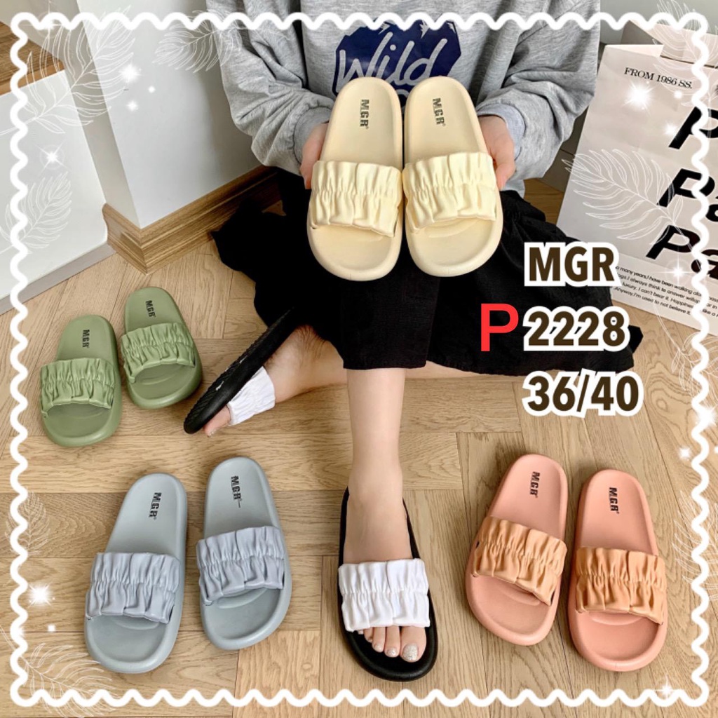 Sandal Slop Jelly Wanita Kerut Tengah CLARA Korea Cantik Elegan Impor MGR Mokaya Balance (P2228/V202-1)/ Size 36-40