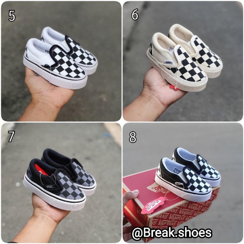 Sepatu anak slip on checkerboard laki laki perempuan checkerboard