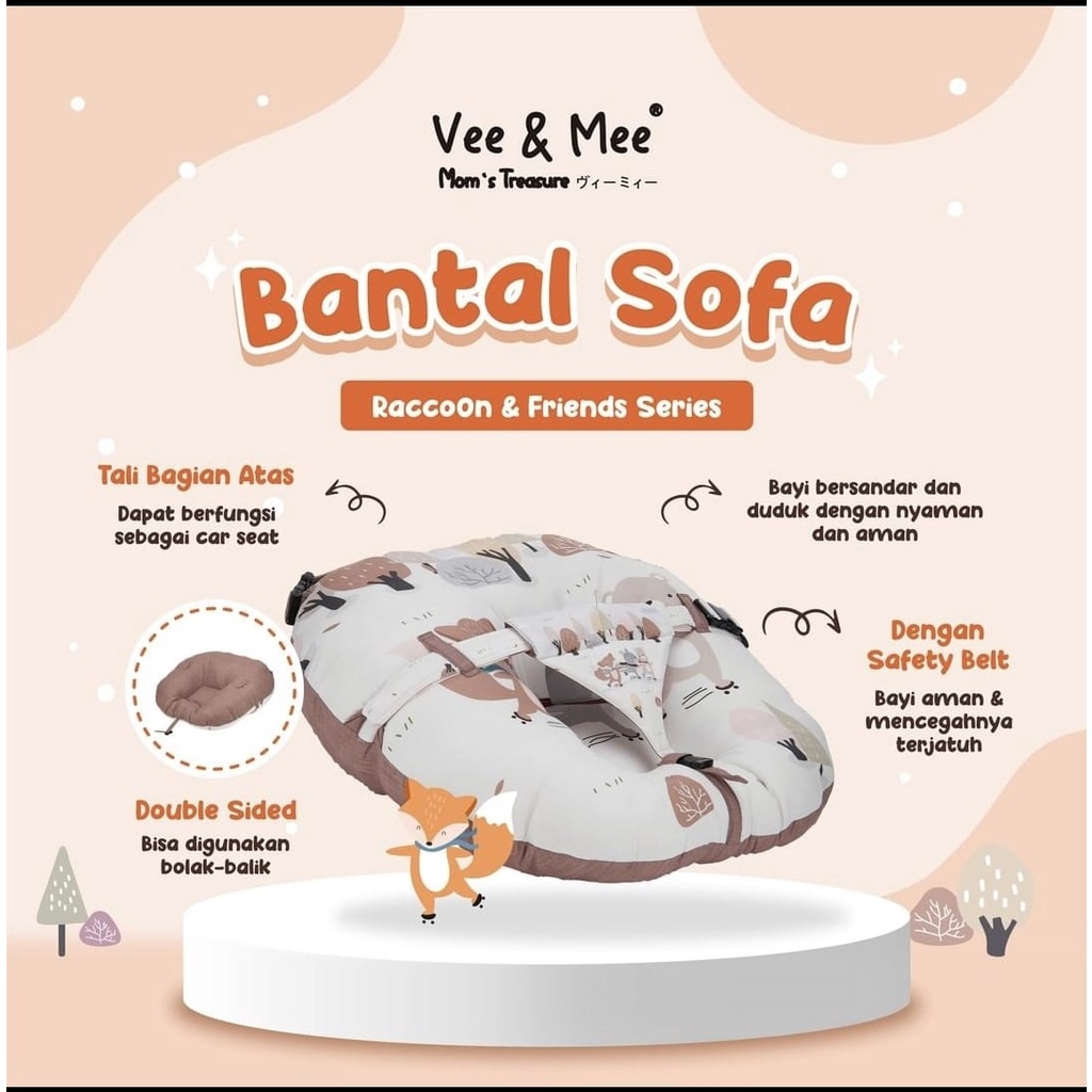 [2 Kg] Vee &amp; Mee Sofa Bayi Multifungsi Anti Bakteri Raccoon &amp; Friends Series -  VMS 1050