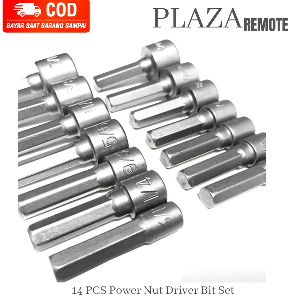 Kunci set POWER HEX NUT 1/4 INCH SET 14 PC Wrench UNTUK baut baja KUNCI MOBIL MOTOR